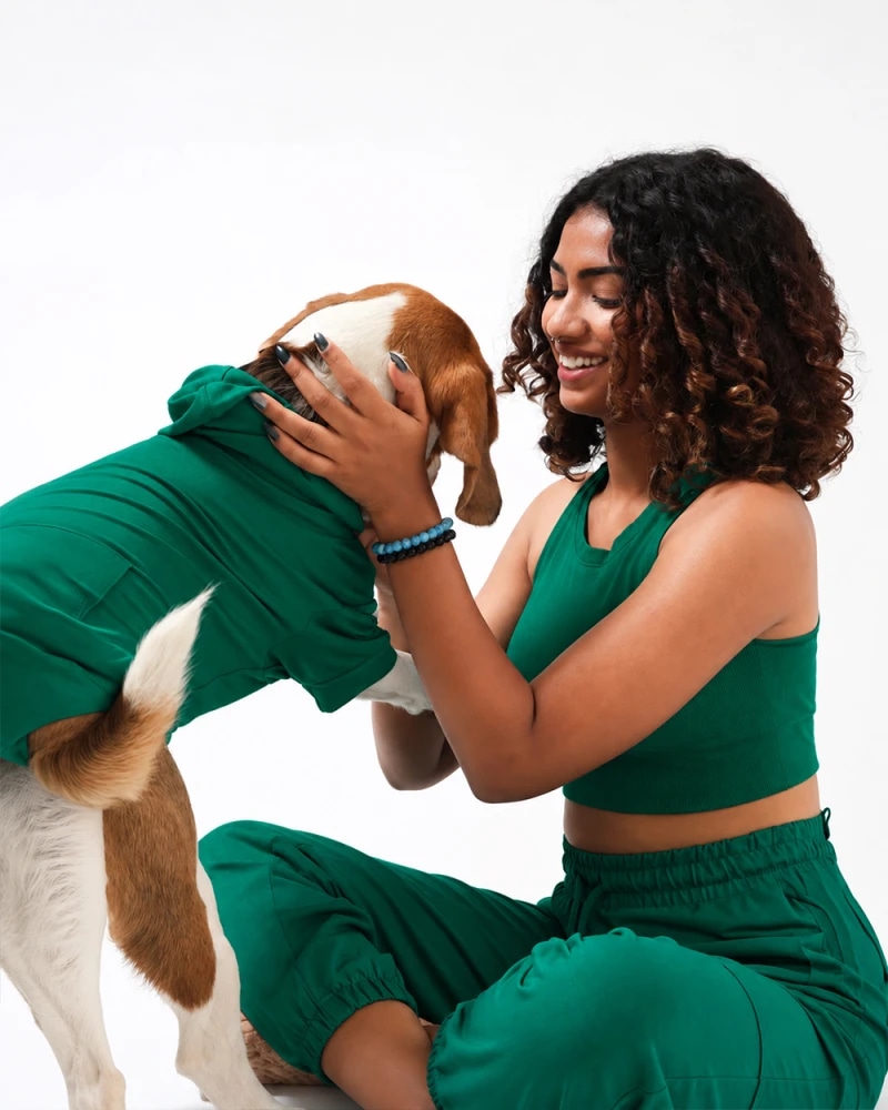 Women & Dog Matching Co-Ord Set – Crop Top, Cargo Joggers & Dog Hoodie